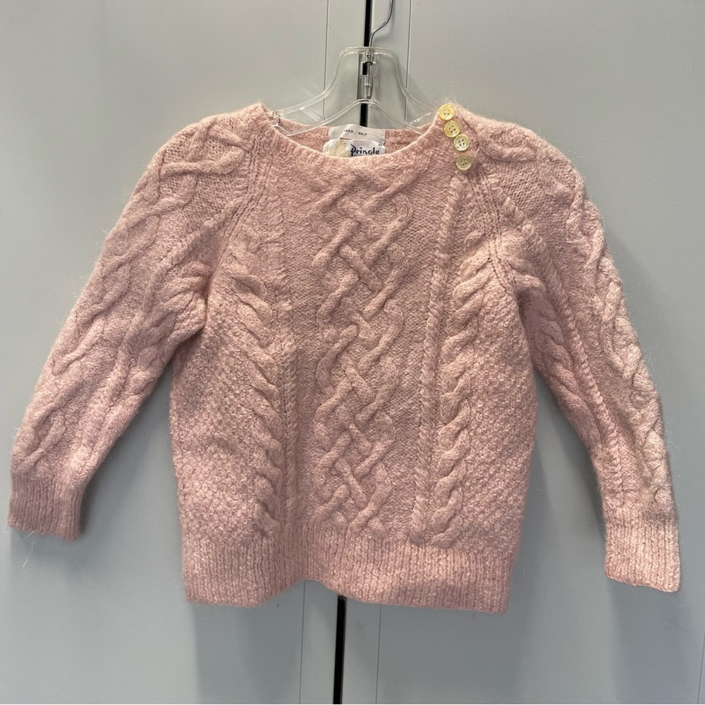 Pringle Of Scotland Toddler Girls Pink Cable Knit Sweater - 4T